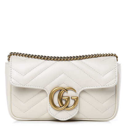 Gucci Calfskin Matelasse Super Mini GG Marmont Shoulder Bag White 1 of 10