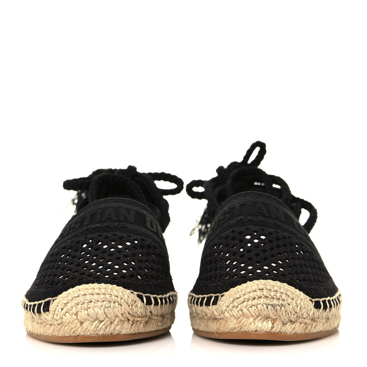 Canvas Embroidered Granville Ankle Tie Espadrilles Flats 42 Black
