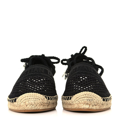 Christian Dior Canvas Embroidered Granville Ankle Tie Espadrilles Flats 42 Black 2 of 8