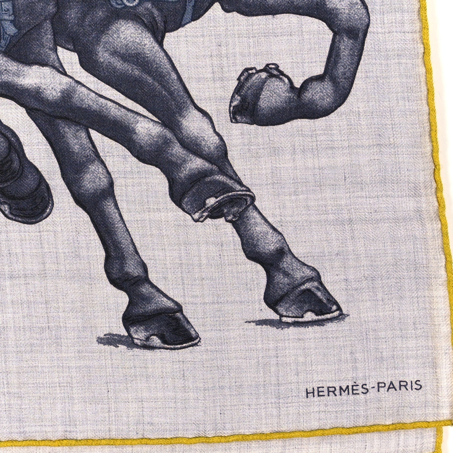 Hermes Cashmere Silk Grand Carrosse Royal Scarf 100 Gris Chine Gris Jaune 2 of 3