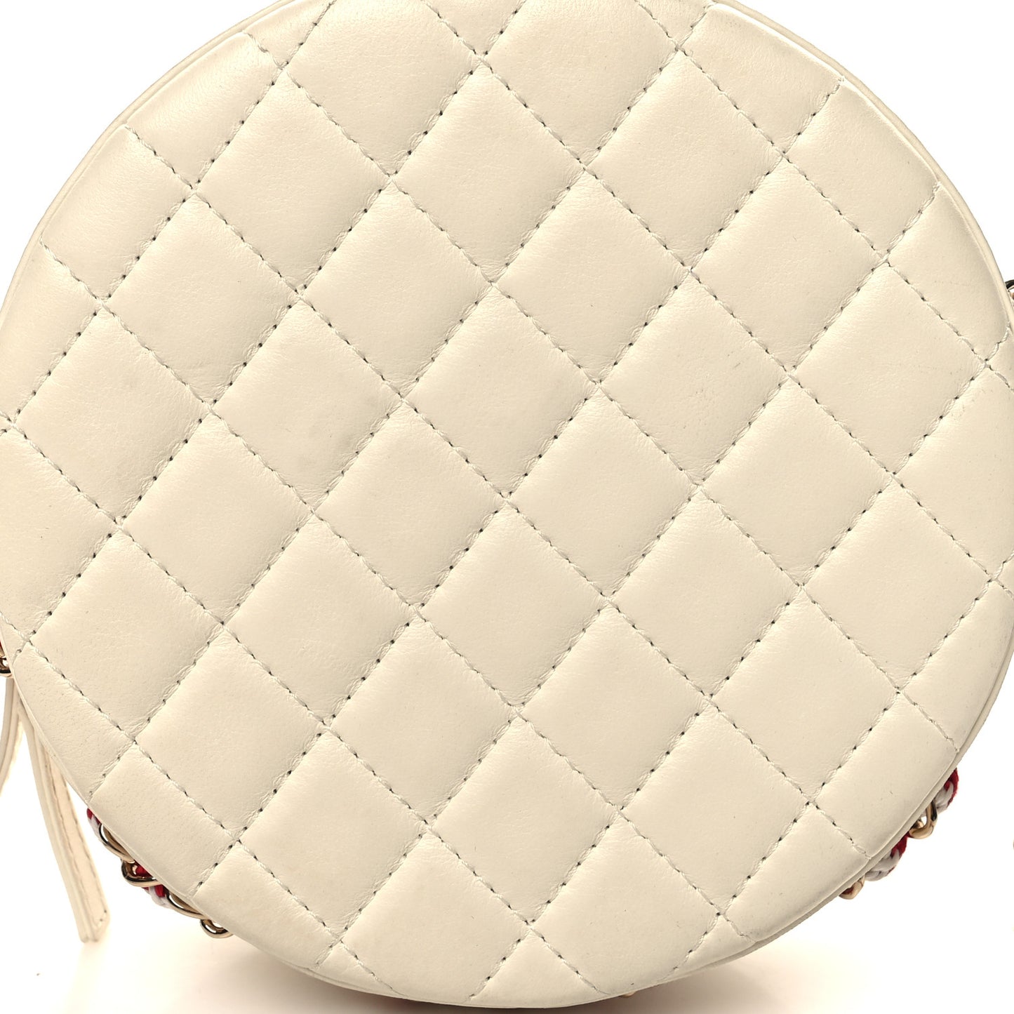 Lambskin Coco Lifesaver Round Bag Red White