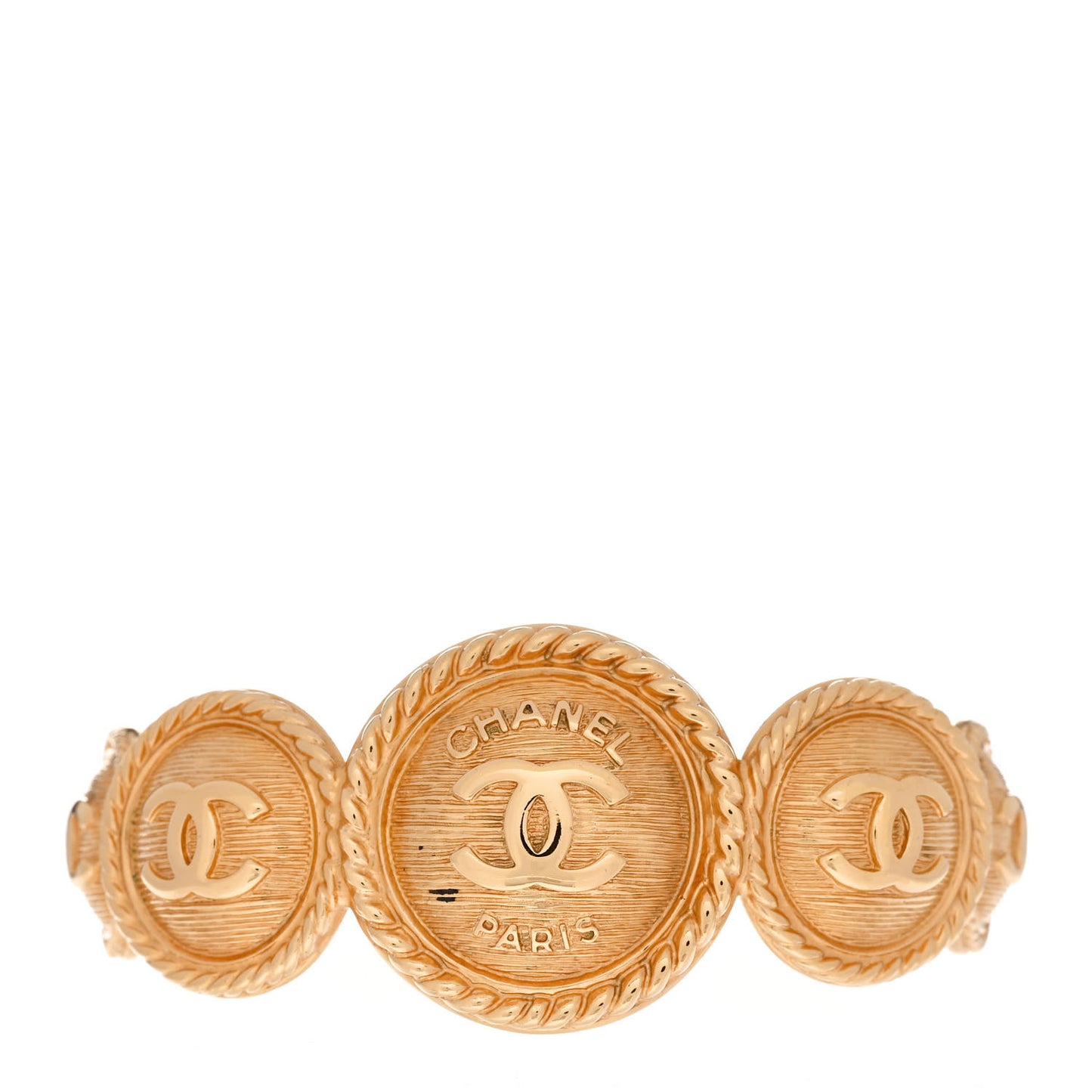 Metal Medallion CC Cuff Bracelet L Gold