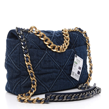 Chanel Denim Quilted Large 19 Flap Blue 2 of 10