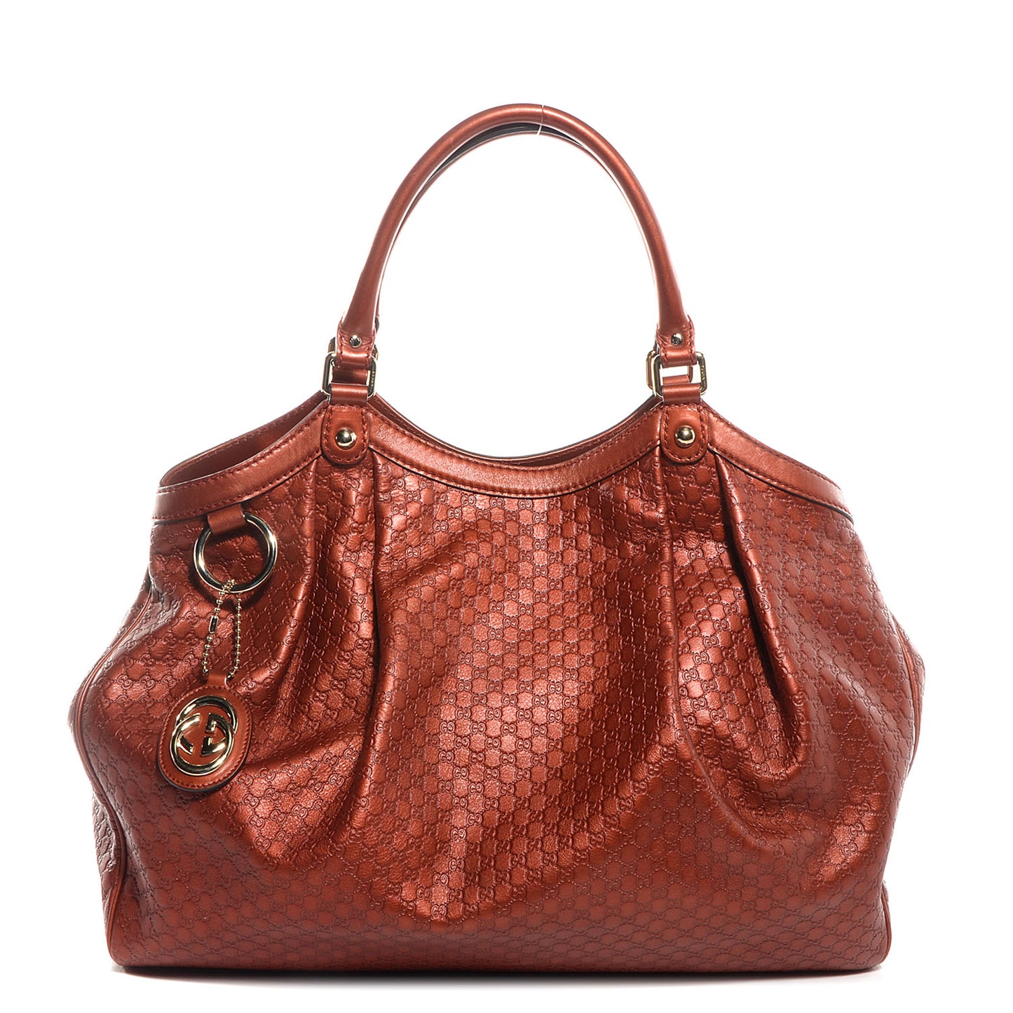 Metallic Microguccissima Large Sukey Tote Burnt Orange