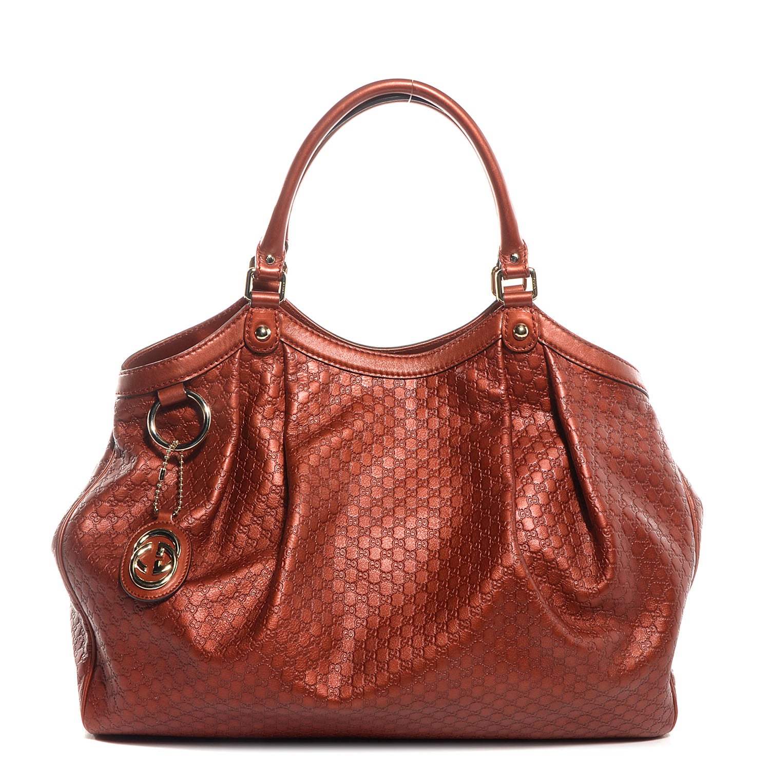 Gucci Metallic Microguccissima Large Sukey Tote Burnt Orange 1 of 7