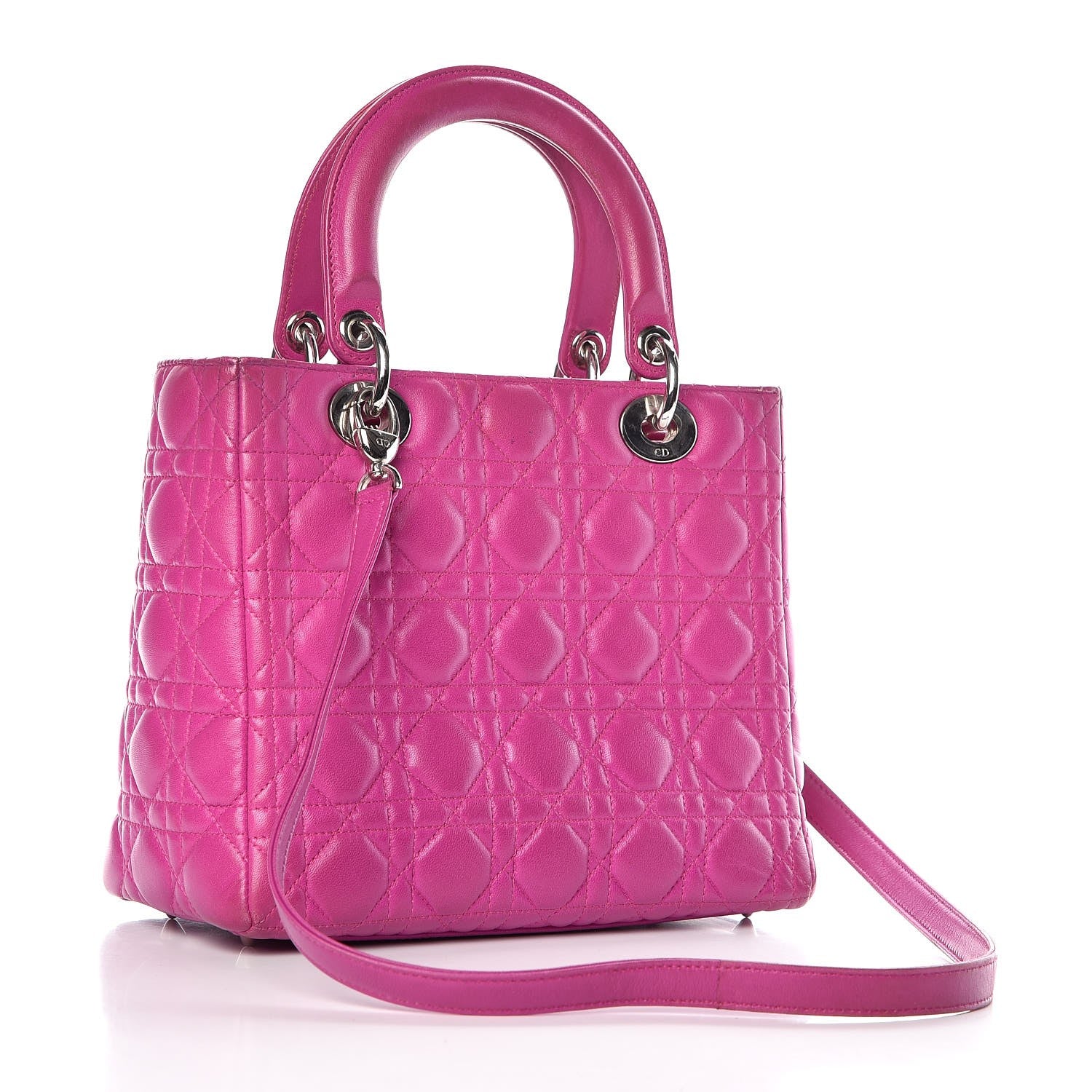 Christian Dior Lambskin Cannage Medium Lady Dior Pink 3 of 17