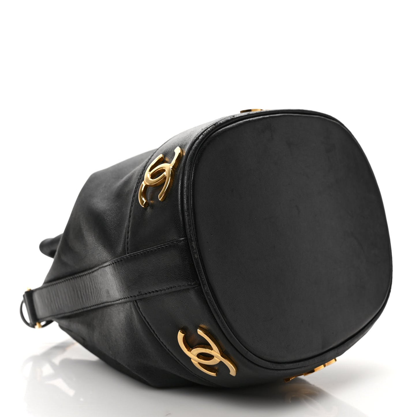 Lambskin CC Drawstring Shoulder Bag Black