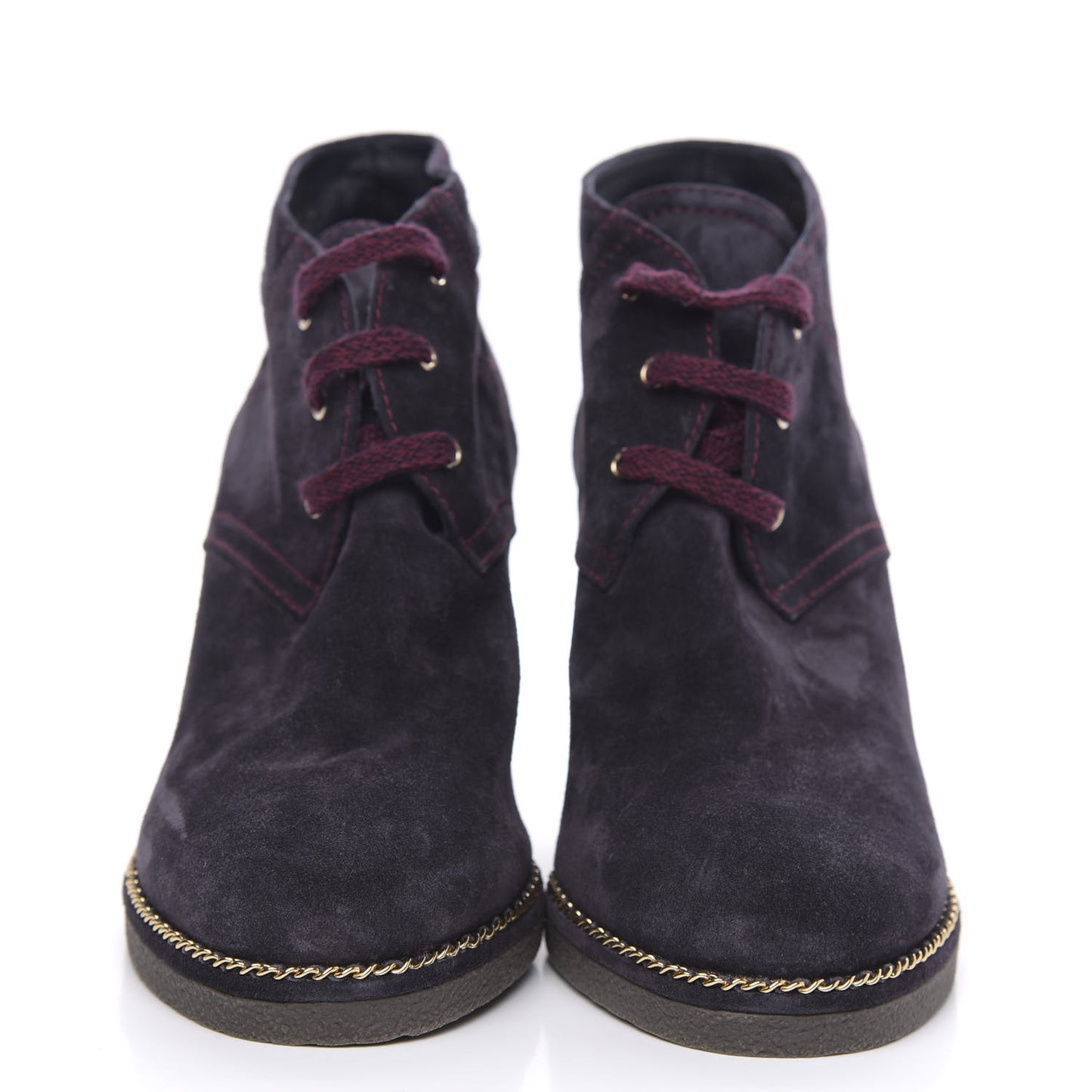 Suede Lace Up Wedge Booties 42 Dark Blue
