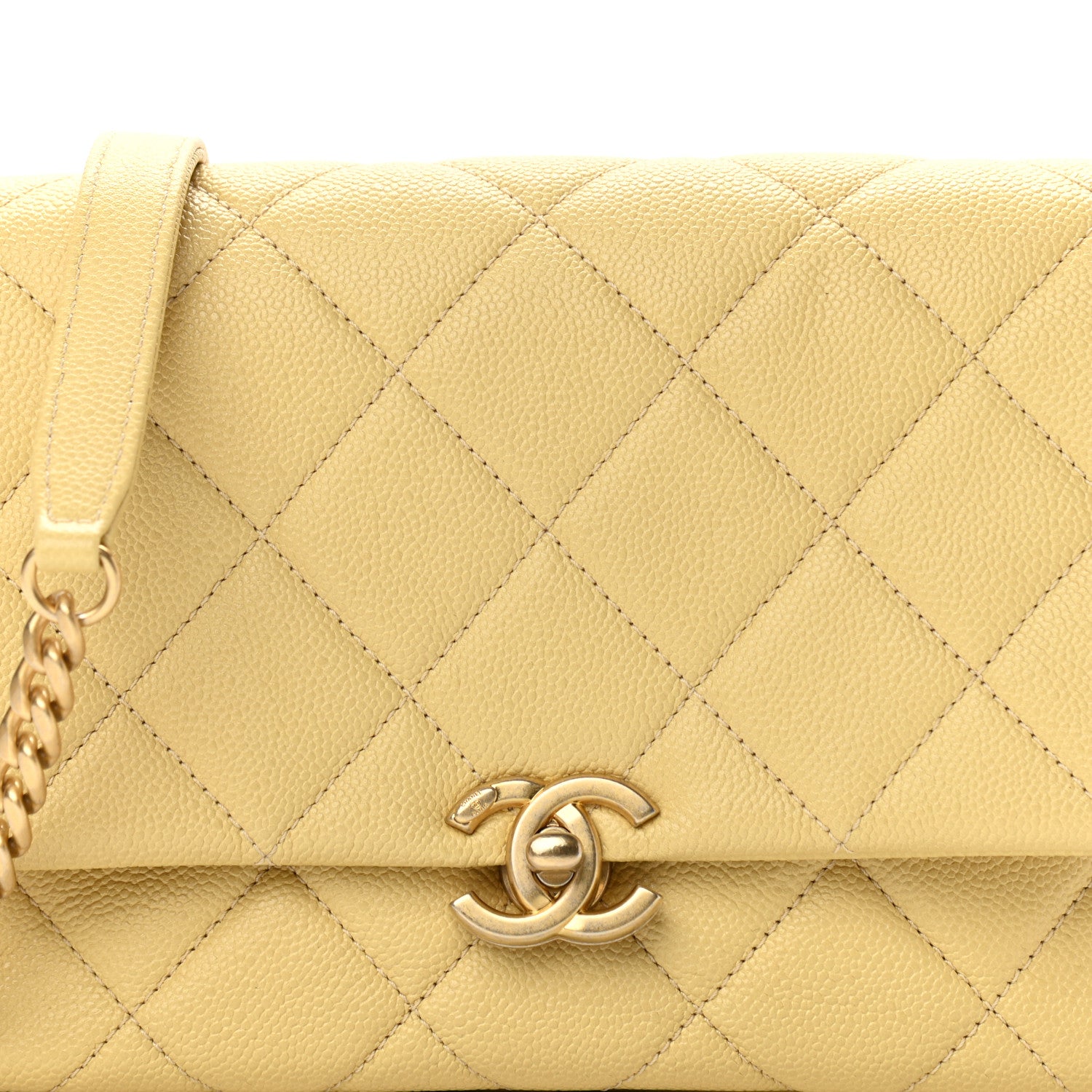 Chanel Shiny Caviar Quilted Small Chain Melody Flap Yellow 6 of 8