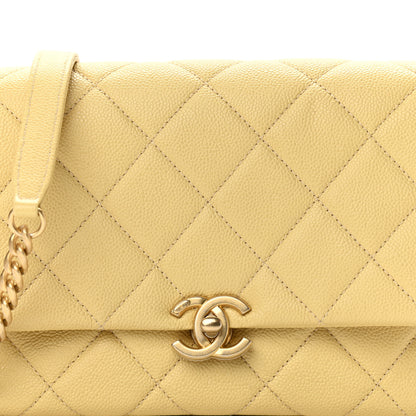 Chanel Shiny Caviar Quilted Small Chain Melody Flap Yellow 6 of 8