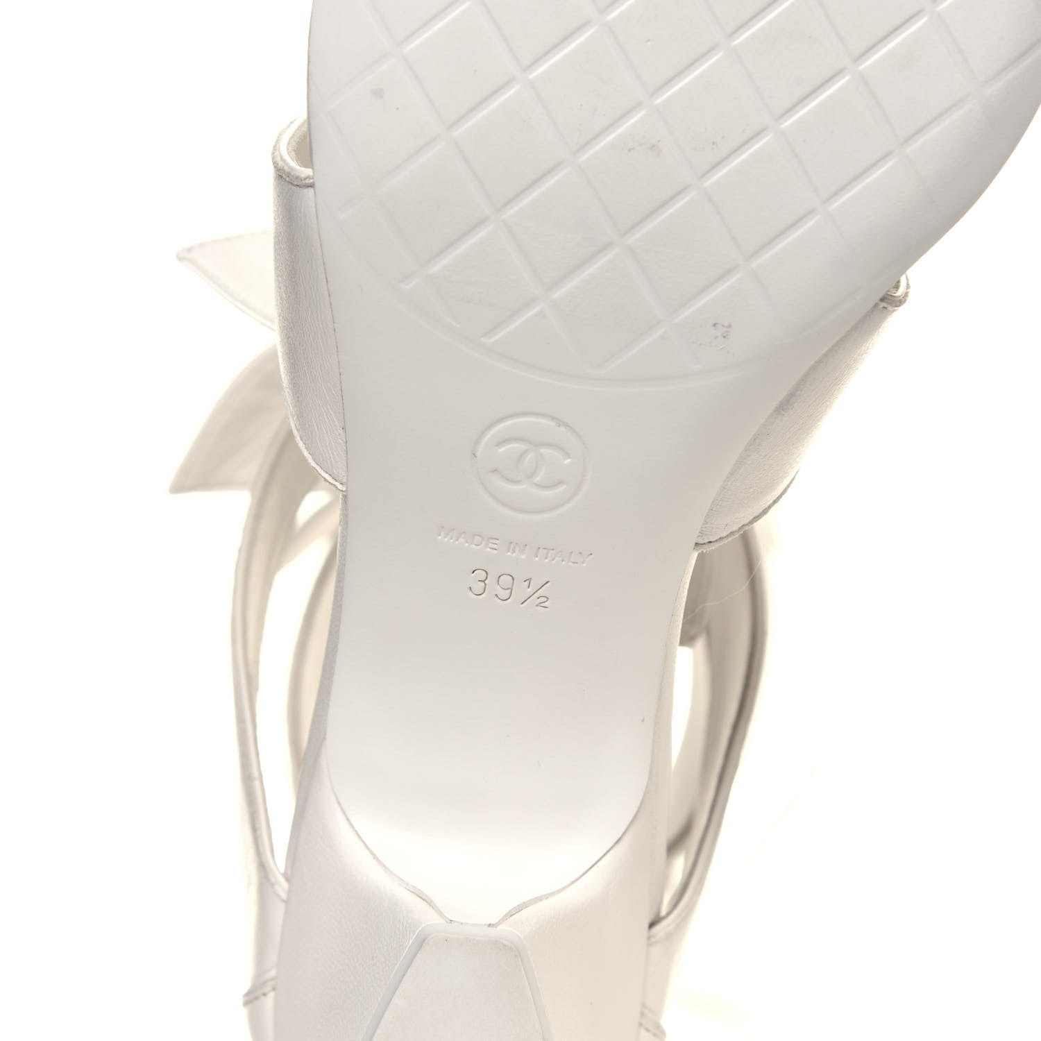 Chanel Lambskin Bow CC Mid Calf Sandals 39.5 White 6 of 7