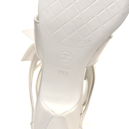 Chanel Lambskin Bow CC Mid Calf Sandals 39.5 White 6 of 7