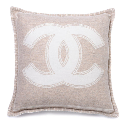 Chanel Merino Wool Cashmere CC Pillow Beige Off White 1 of 3