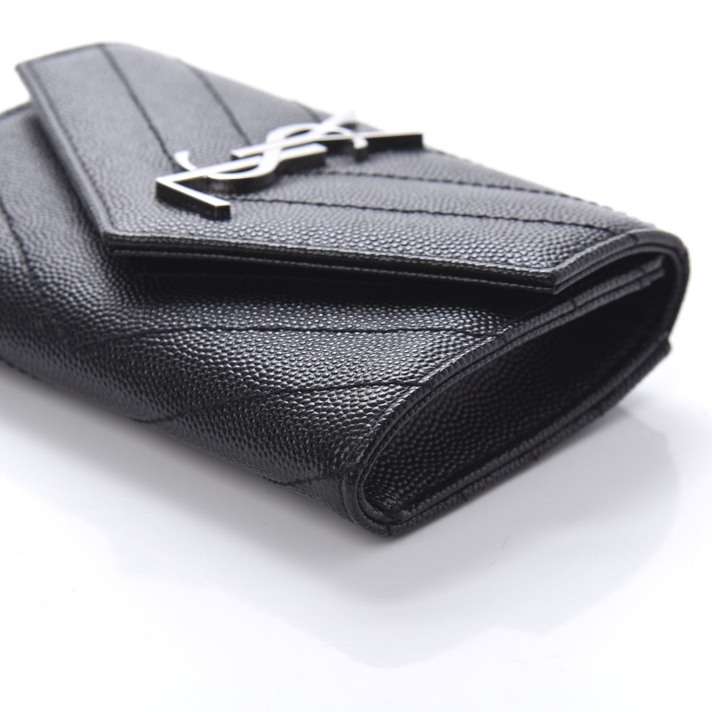 Grain De Poudre Matelasse Chevron Small Monogram Envelope Wallet Black