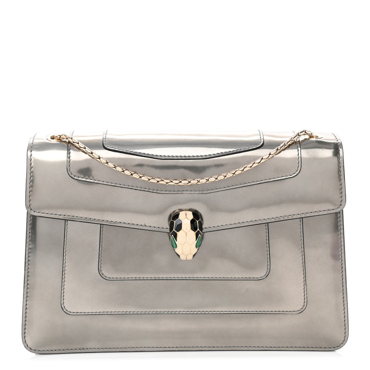 Metallic Serpenti Forever Shoulder Bag Silver