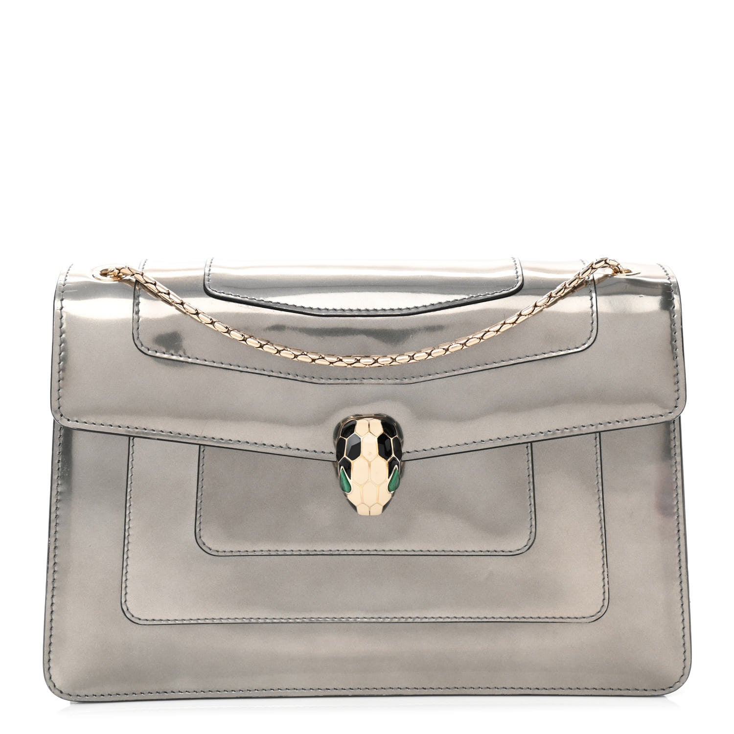 Bulgari Metallic Serpenti Forever Shoulder Bag Silver 1 of 9