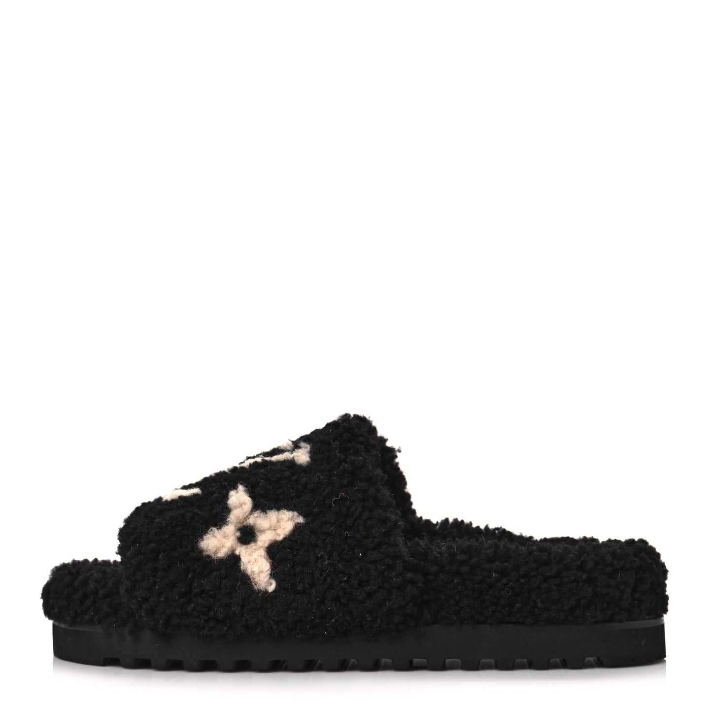 Shearling Monogram Giant Paseo Flat Comfort Mule 38 Black