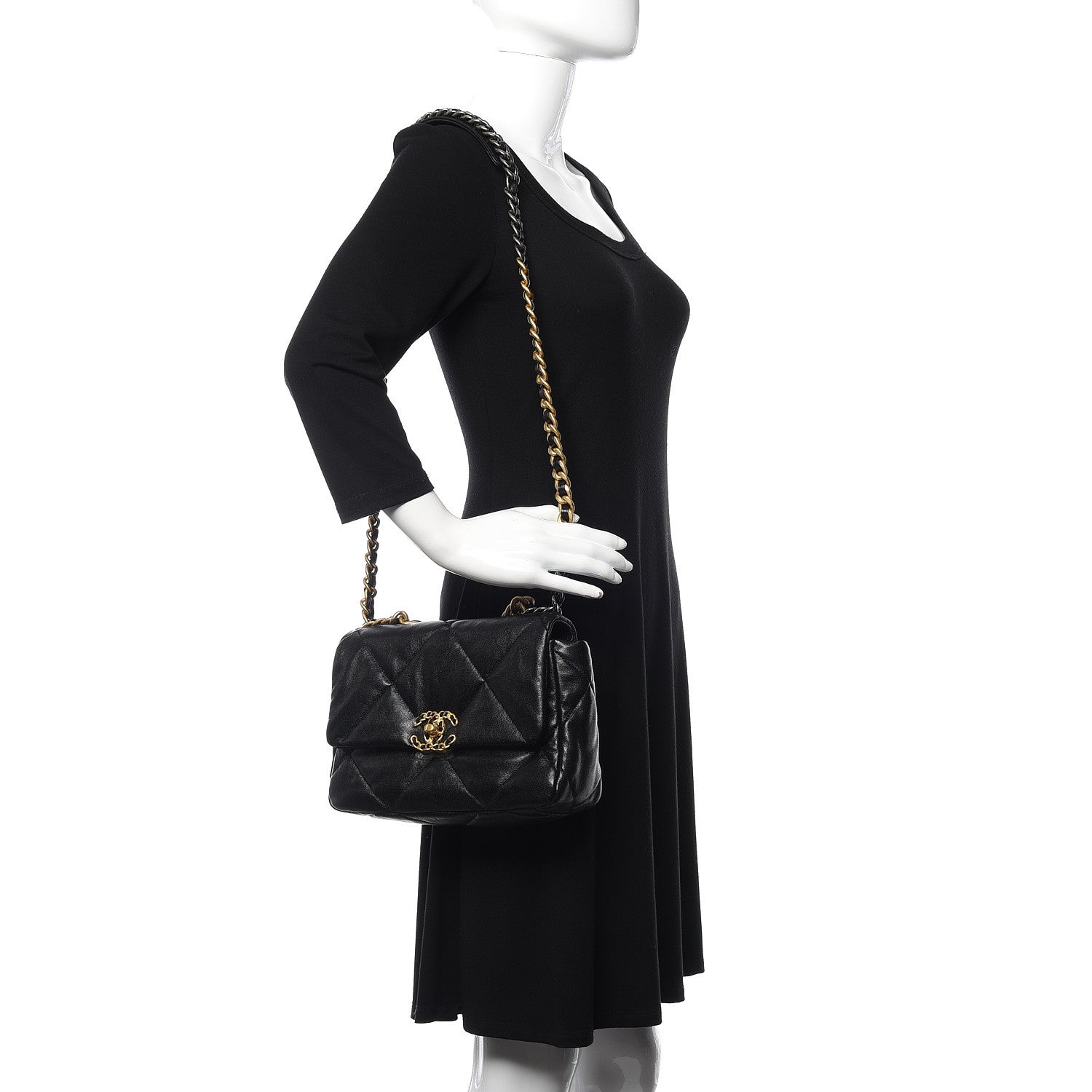 Chanel Goatskin Quilted Medium 19 Flap Black 2 of 10