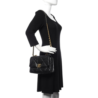 Chanel Goatskin Quilted Medium 19 Flap Black 2 of 10