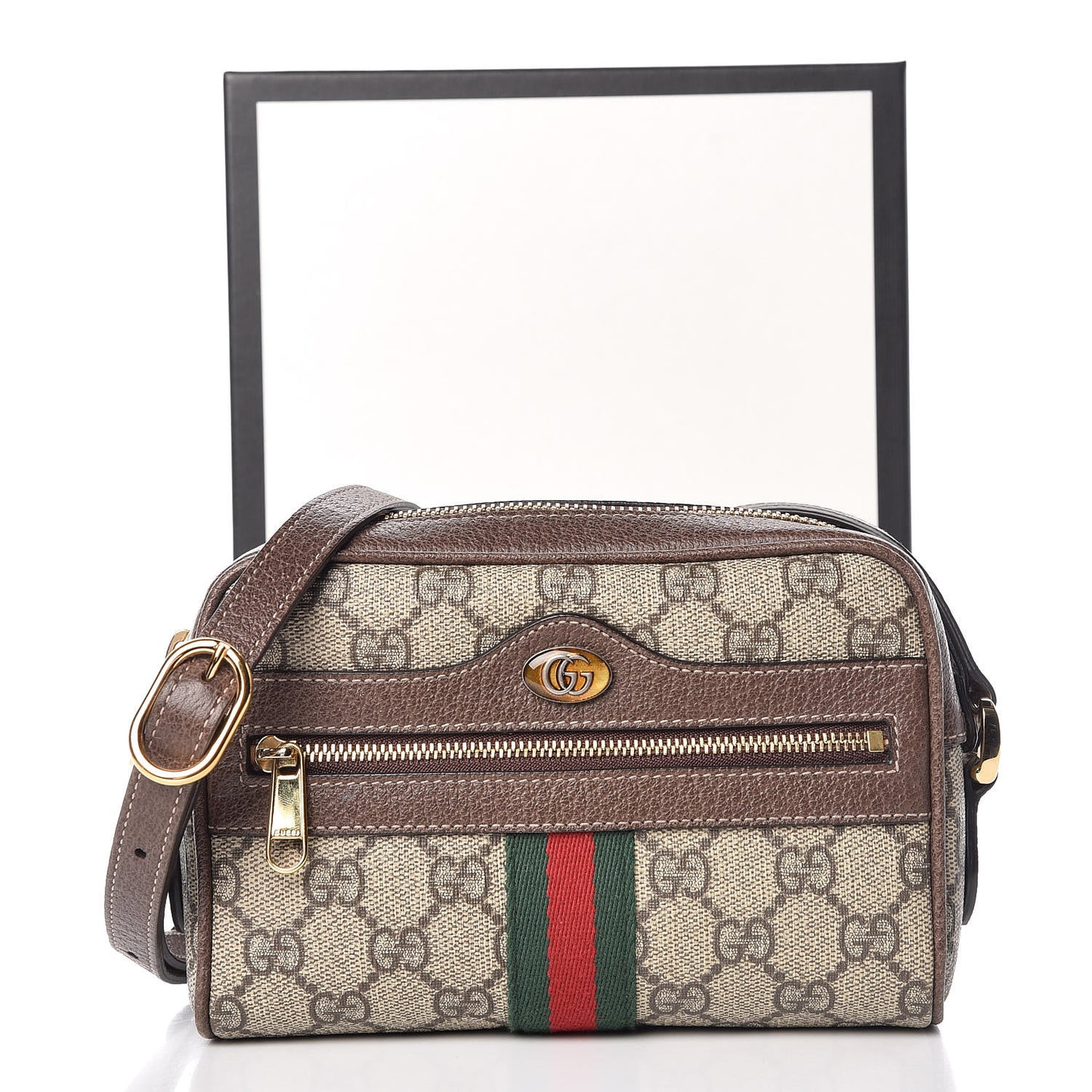 GG Supreme Monogram Web Mini Ophidia Shoulder Bag Brown