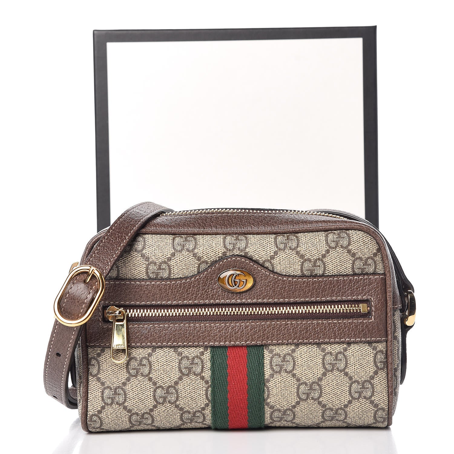 Gucci GG Supreme Monogram Web Mini Ophidia Shoulder Bag Brown 12 of 12