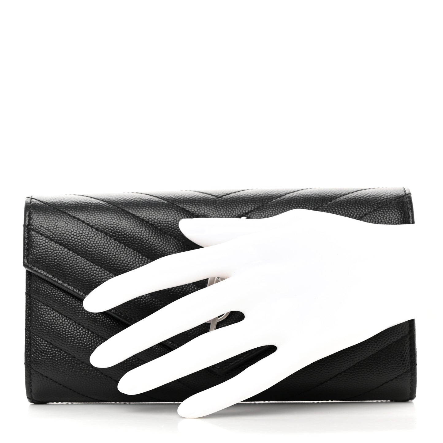 Grain De Poudre Matelasse Chevron Monogram Flap Wallet Black