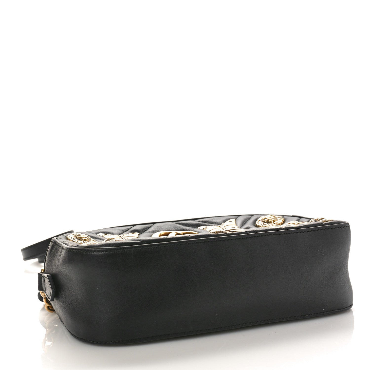 Gucci Calfskin Matelasse Animal Studs Small GG Marmont Chain Shoulder Bag Black 4 of 8