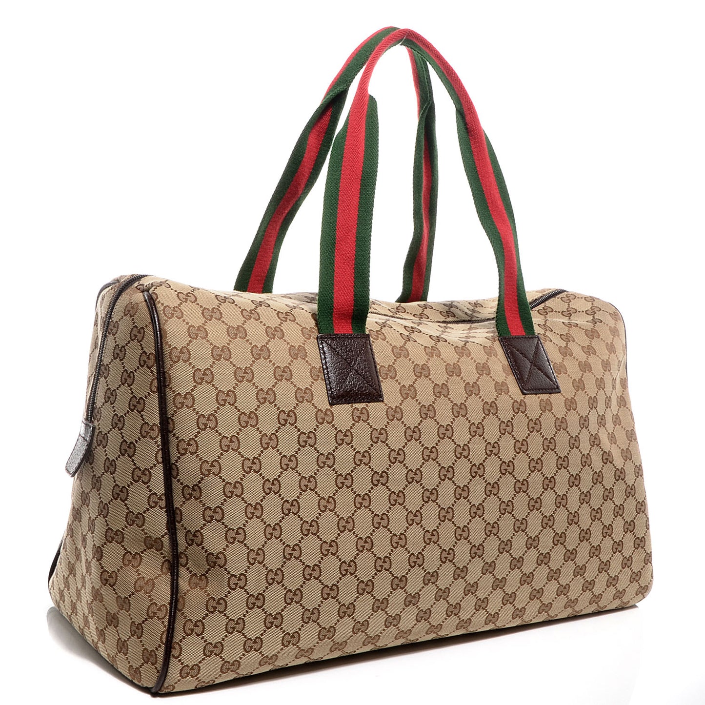 GG Monogram Web Large Collapsible Carry On Duffle Beige Brown