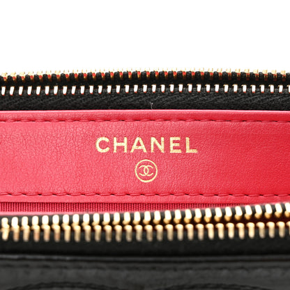 Chanel Glazed Aged Calfskin Quilted CC Small Clutch With Chain Black 8 of 14