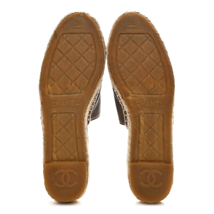 Chanel Calfskin CC Espadrille Mules 36 Dark Beige 6 of 11