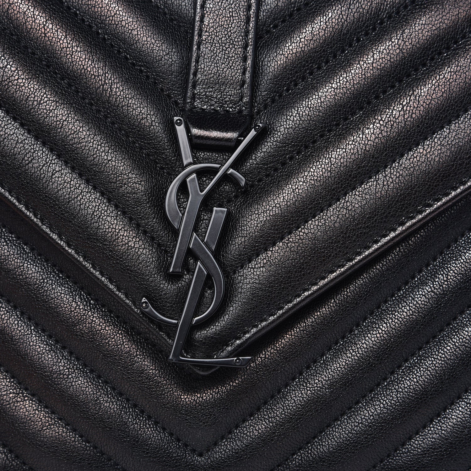 Saint Laurent Sheepskin Matelasse Chevron Monogram Medium College Bag Black 11 of 16