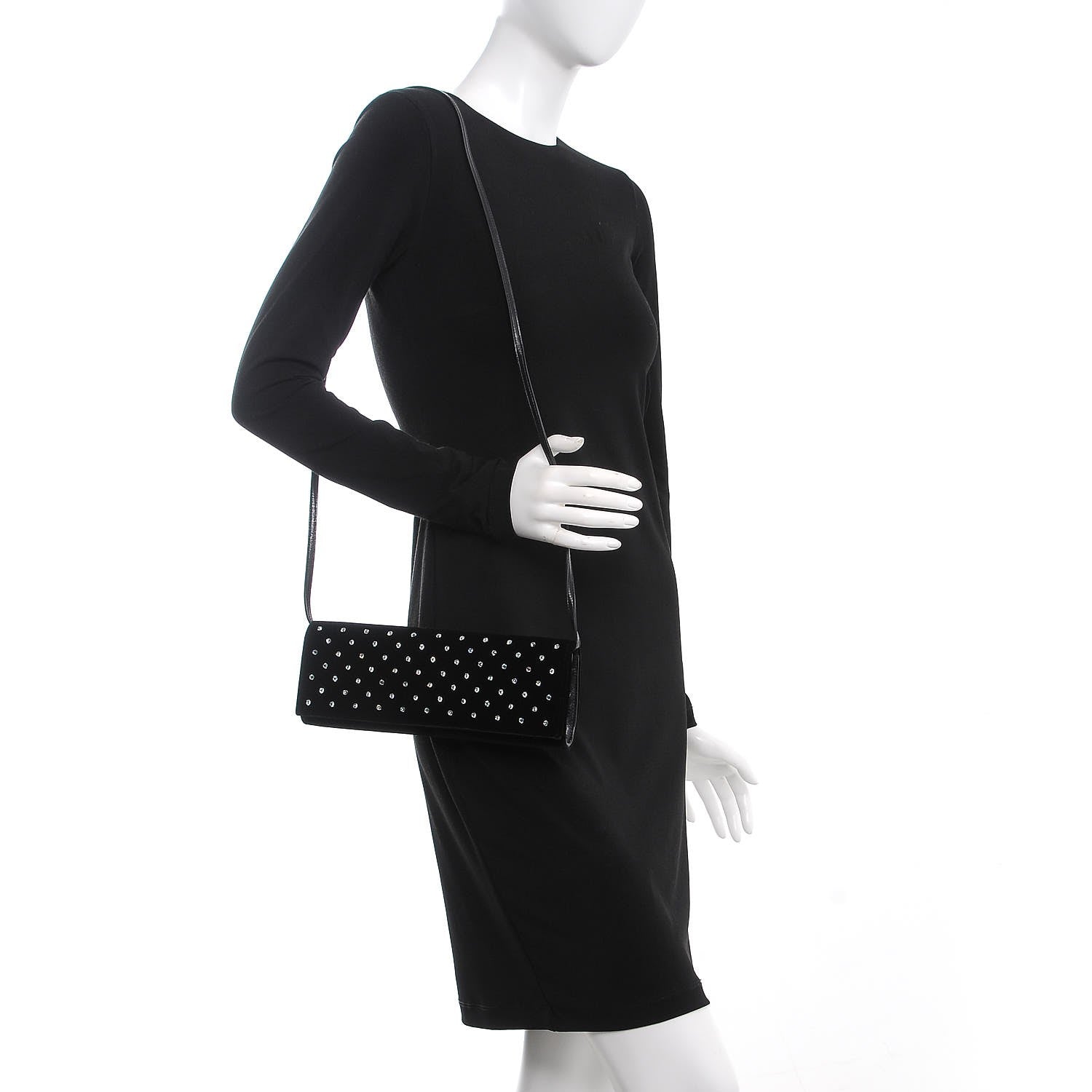 Saint Laurent Velvet Crystal Fetiche Clutch Nero Black 2 of 8