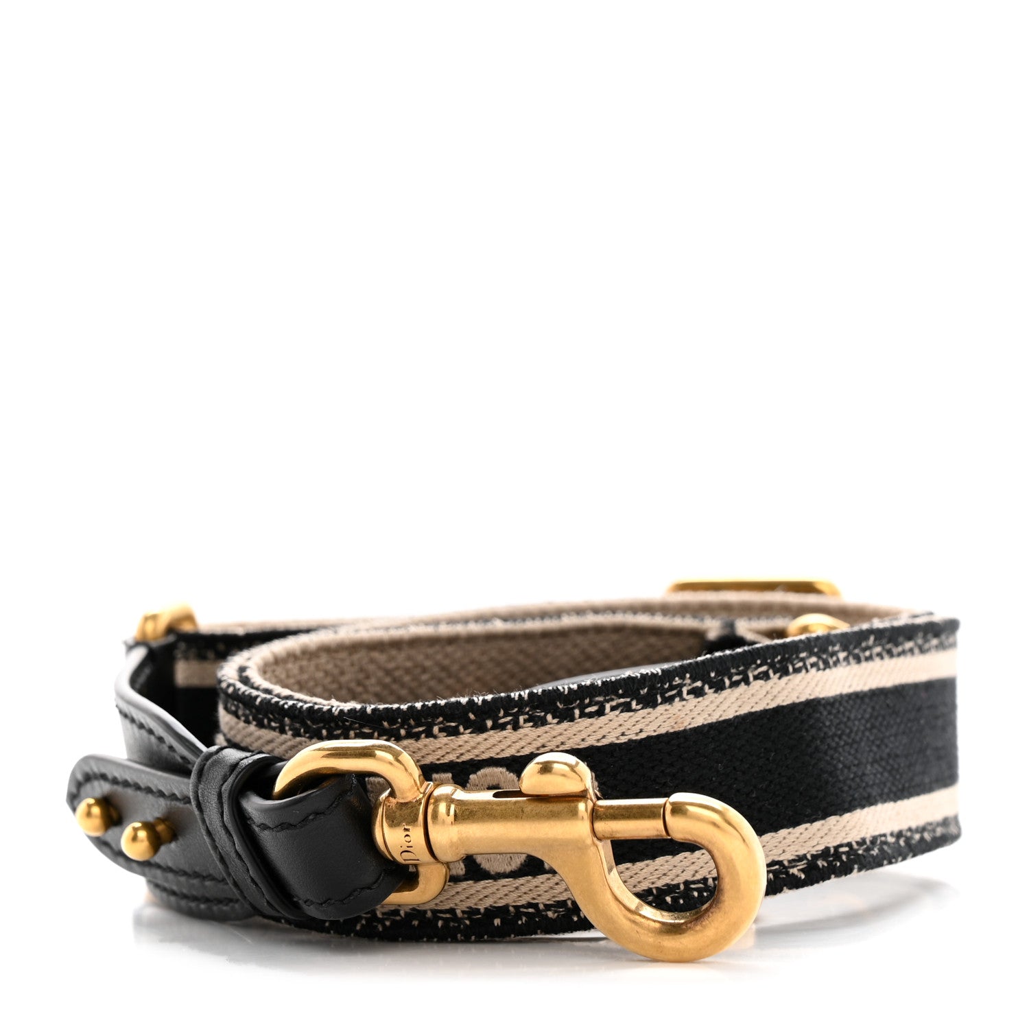 Christian Dior Canvas Embroidered Shoulder Strap Black 1 of 13