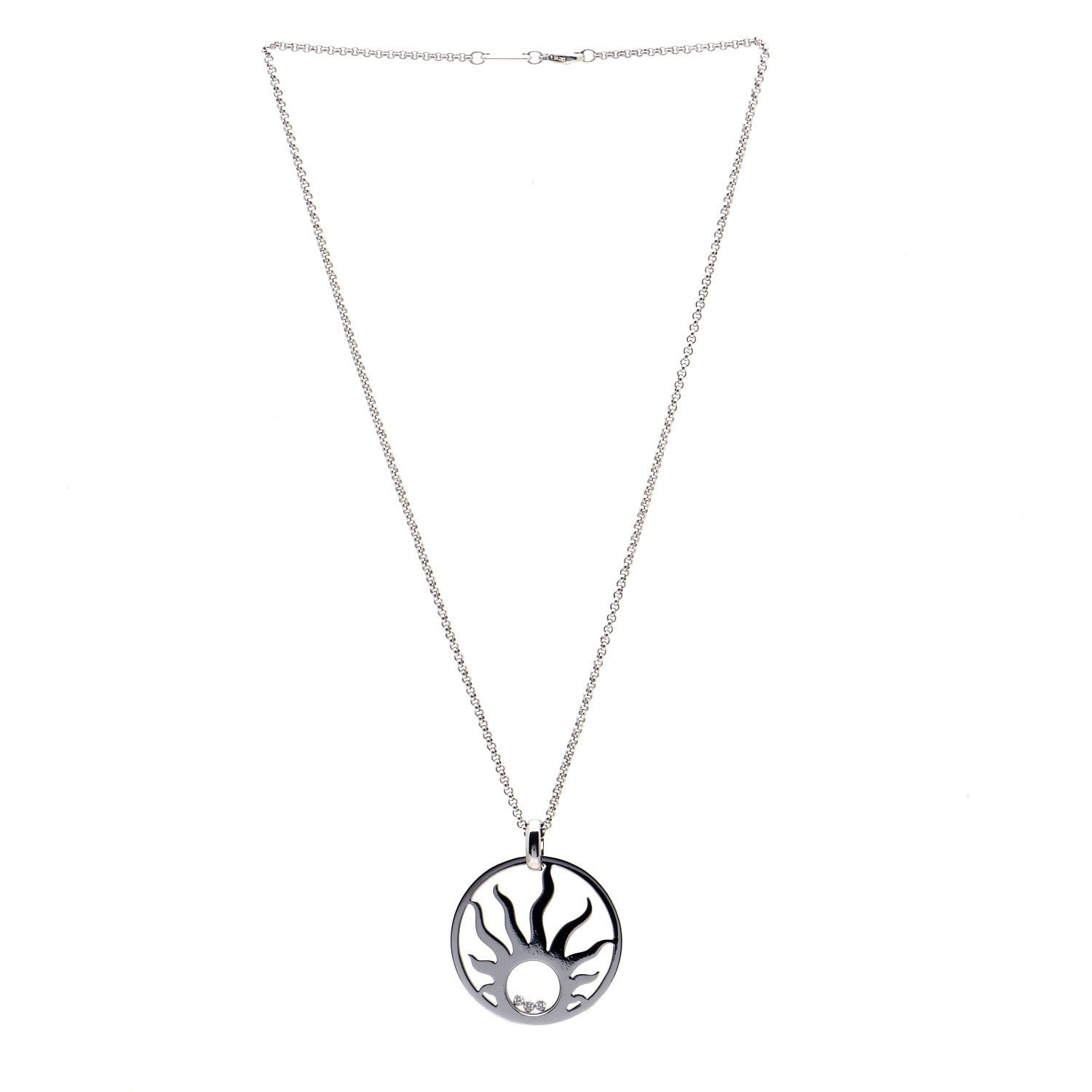 Chopard 18K White Gold Diamond Happy Diamonds Happy Sun Pendant Necklace 3 of 10
