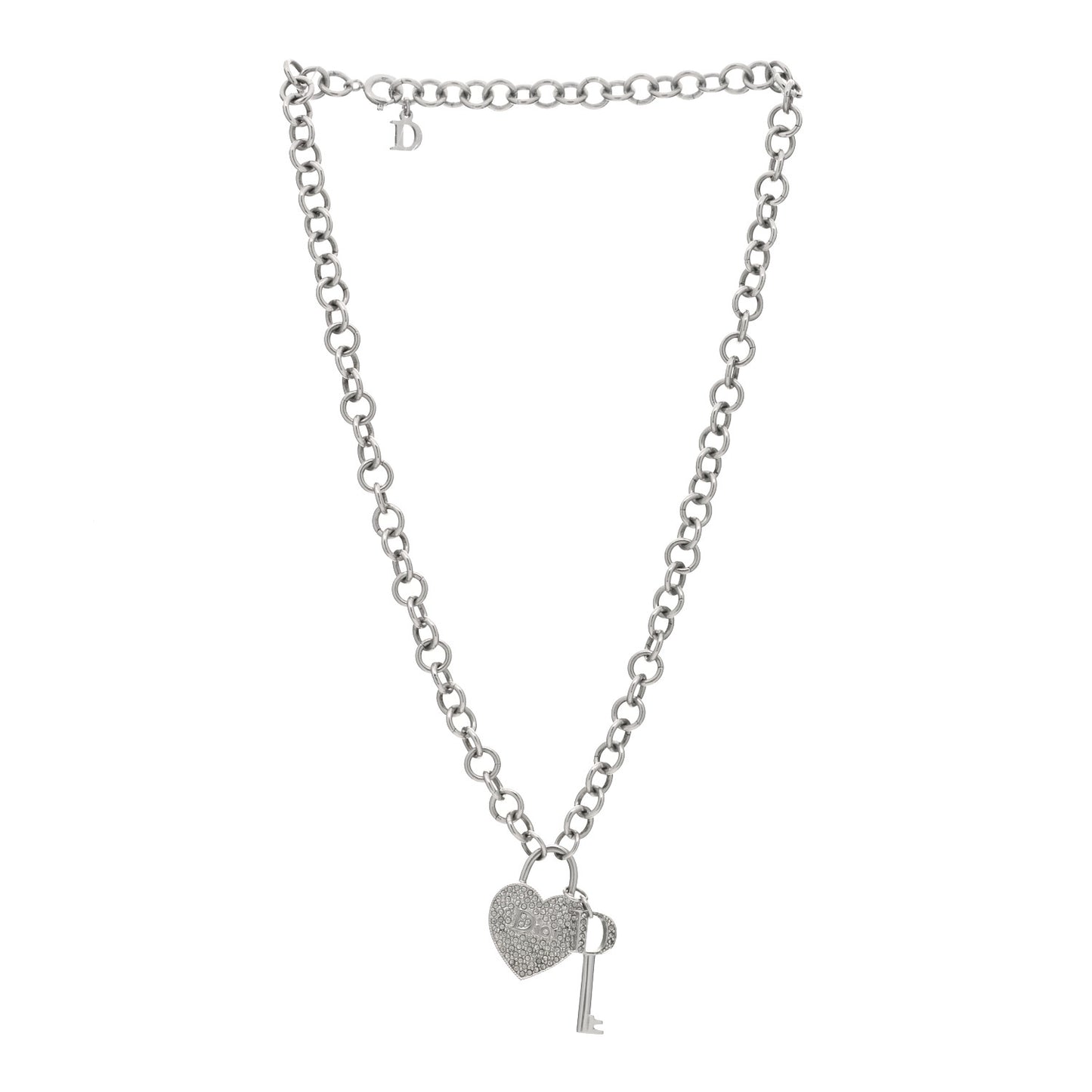 Crystal Heart and Key Necklace