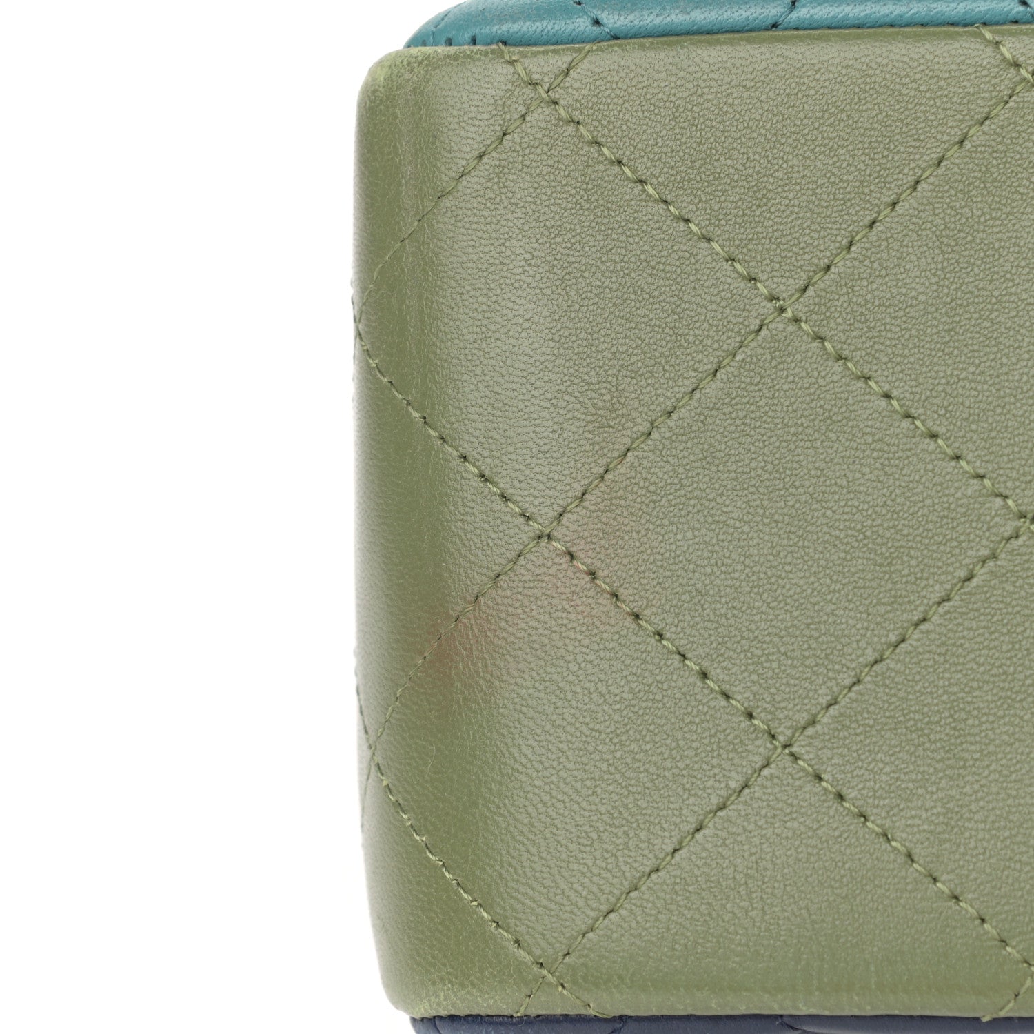Chanel Lambskin Quilted Tri-Color Jumbo Double Flap Navy Blue Green 33 of 39
