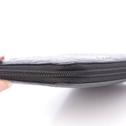 Chanel Lambskin Camellia Embossed Large Zip Around Gusset Wallet Black 12 of 13