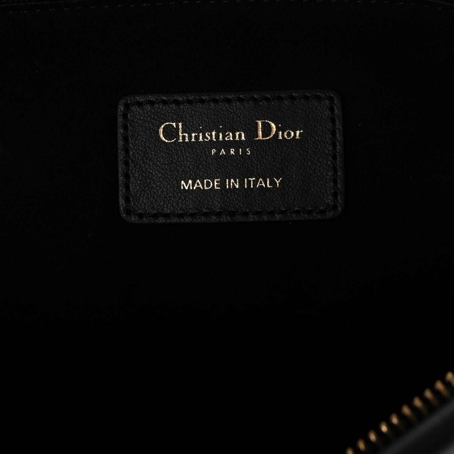 Calfskin Medium Diordouble Zip Pouch Black