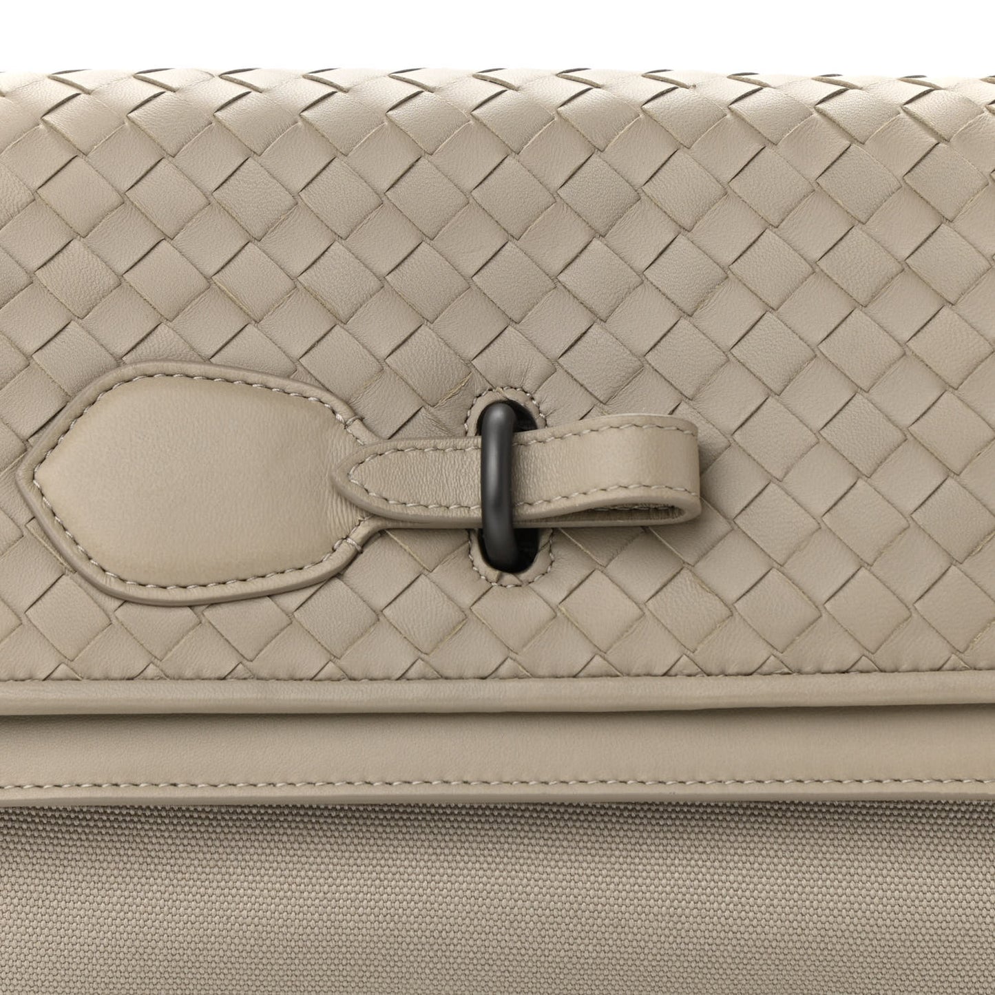 Nappa Intrecciato Canvas Safari Flap Shoulder Bag Sand