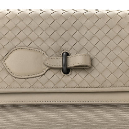 Bottega Veneta Nappa Intrecciato Canvas Safari Flap Shoulder Bag Sand 7 of 9