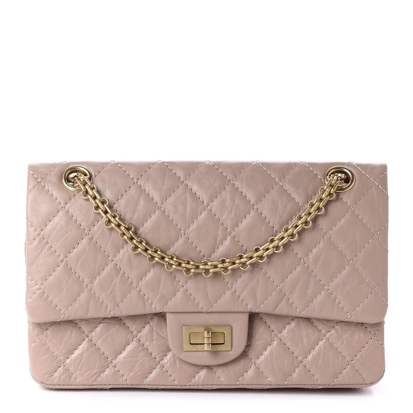 Aged Calfskin Quilted 2.55 Reissue 225 Flap Light Beige