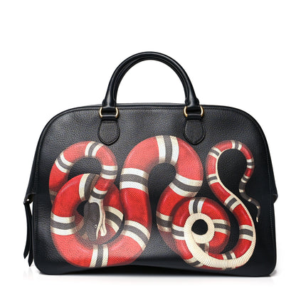 Gucci Calfskin Kingsnake Print Duffle Black 1 of 11