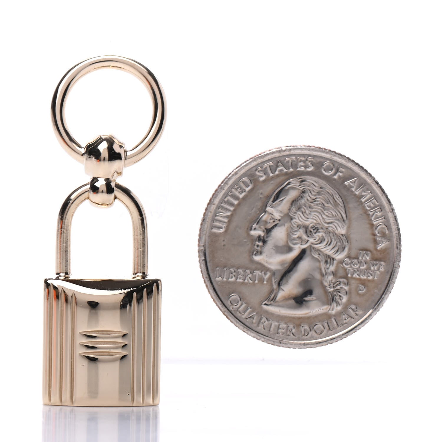 Hermes Permabrass Mini Loop Charms Cadenas Scarf Ring Gold 2 of 5