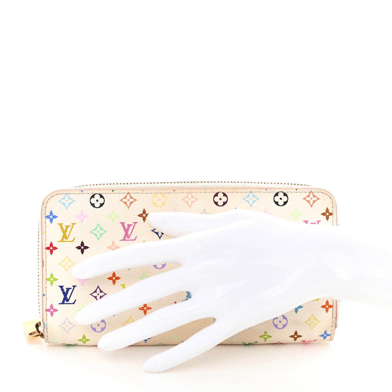 Louis Vuitton Monogram Multicolor Zippy Wallet White Orange 2 of 12