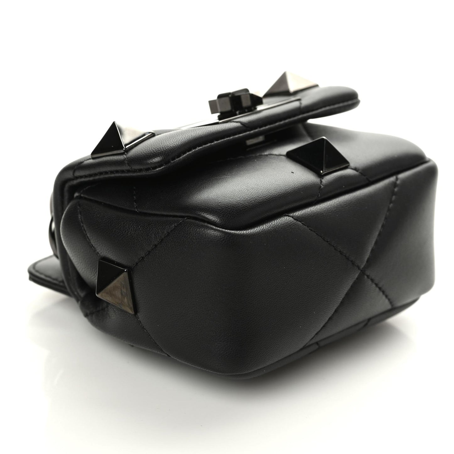 Nappa Monochrome Mini Roman Stud The Shoulder Bag Black