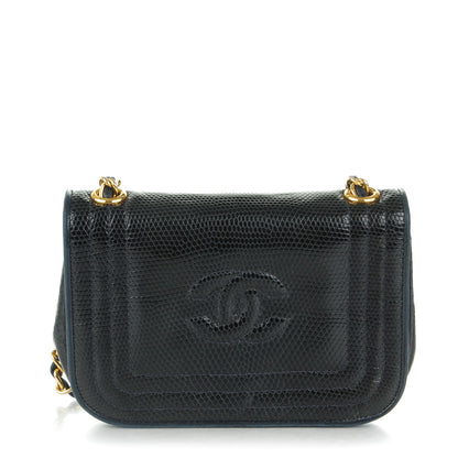 Chanel Lizard Mini Flap Shoulder Bag Navy 1 of 8