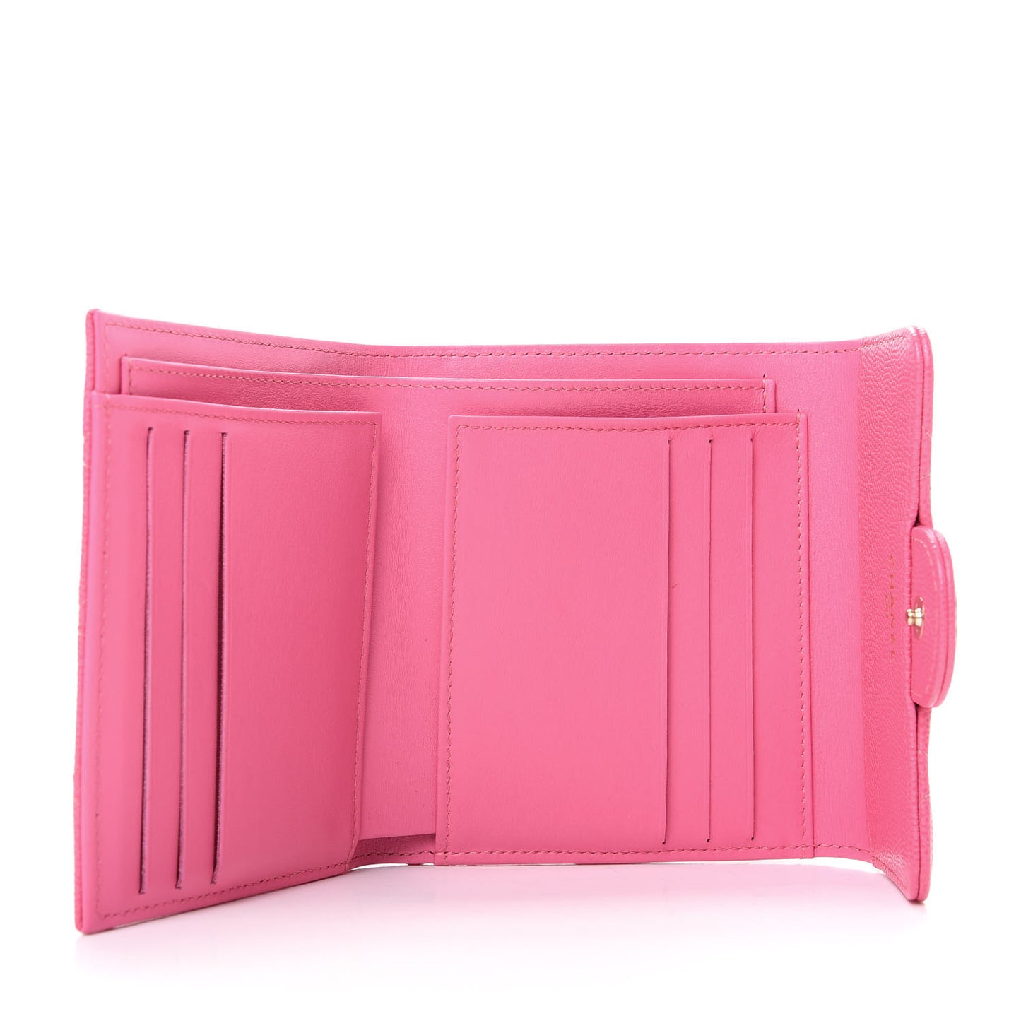 Caviar Quilted Compact Flap Wallet Pink