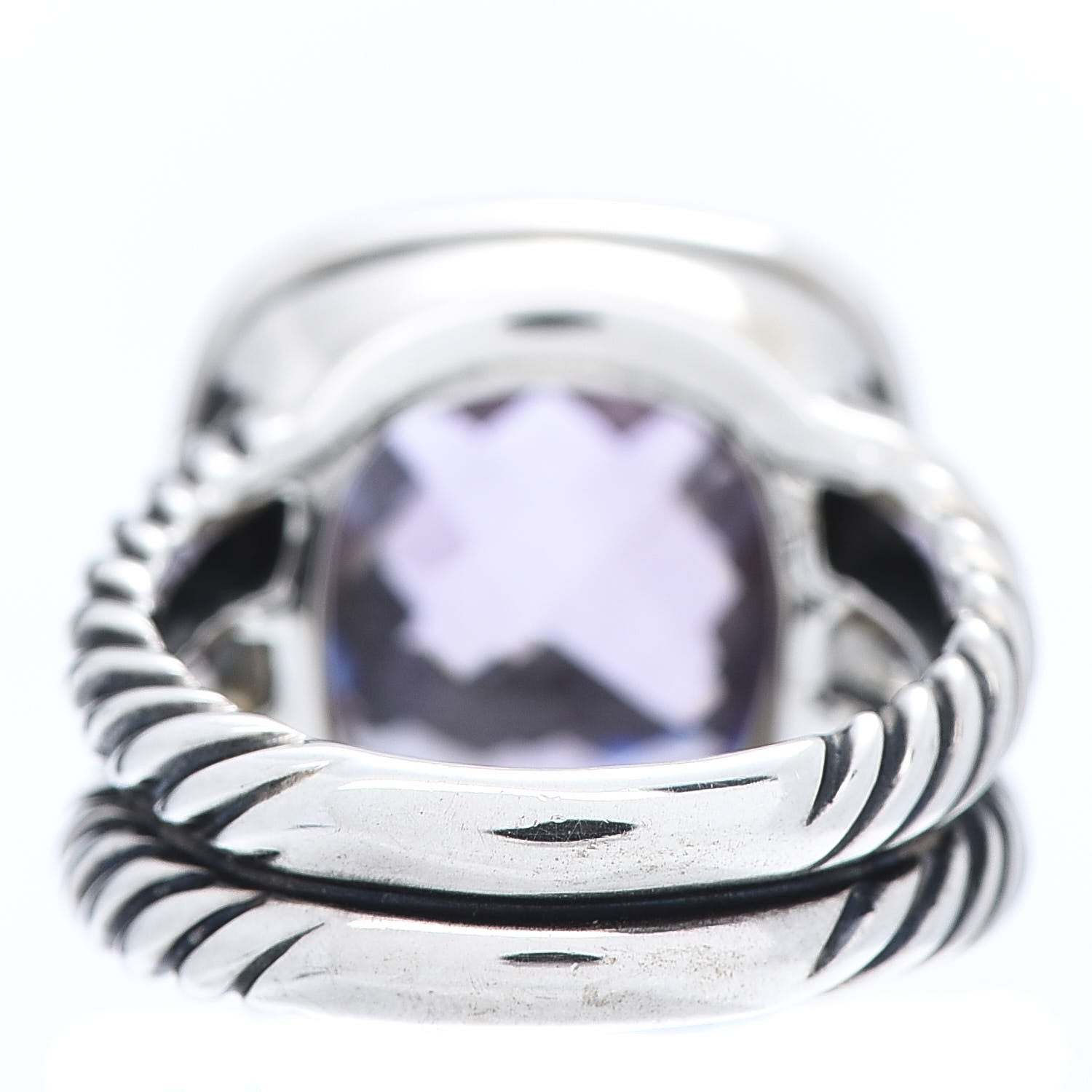David Yurman Sterling Silver Diamond Amethyst 11mm Albion Ring 49 5 4 of 6