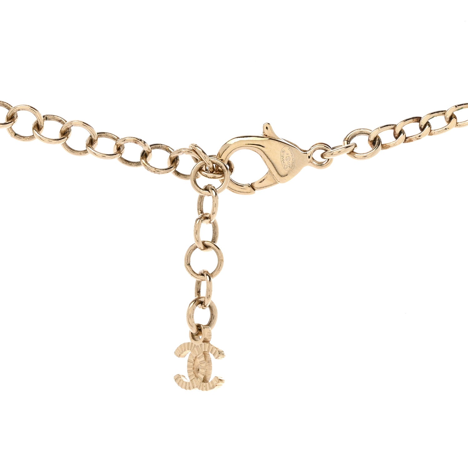 Chanel Crystal CC Letter Chain Necklace Gold Gold 5 of 6