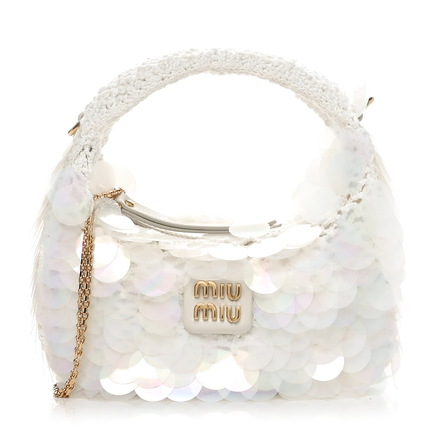Sequin Crochet Mini Wander Hobo White